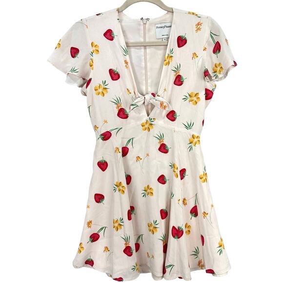 Privacy Please Dixie Mini Dress Strawberry Print Plunge Neck size XS - Picture 5 of 10
